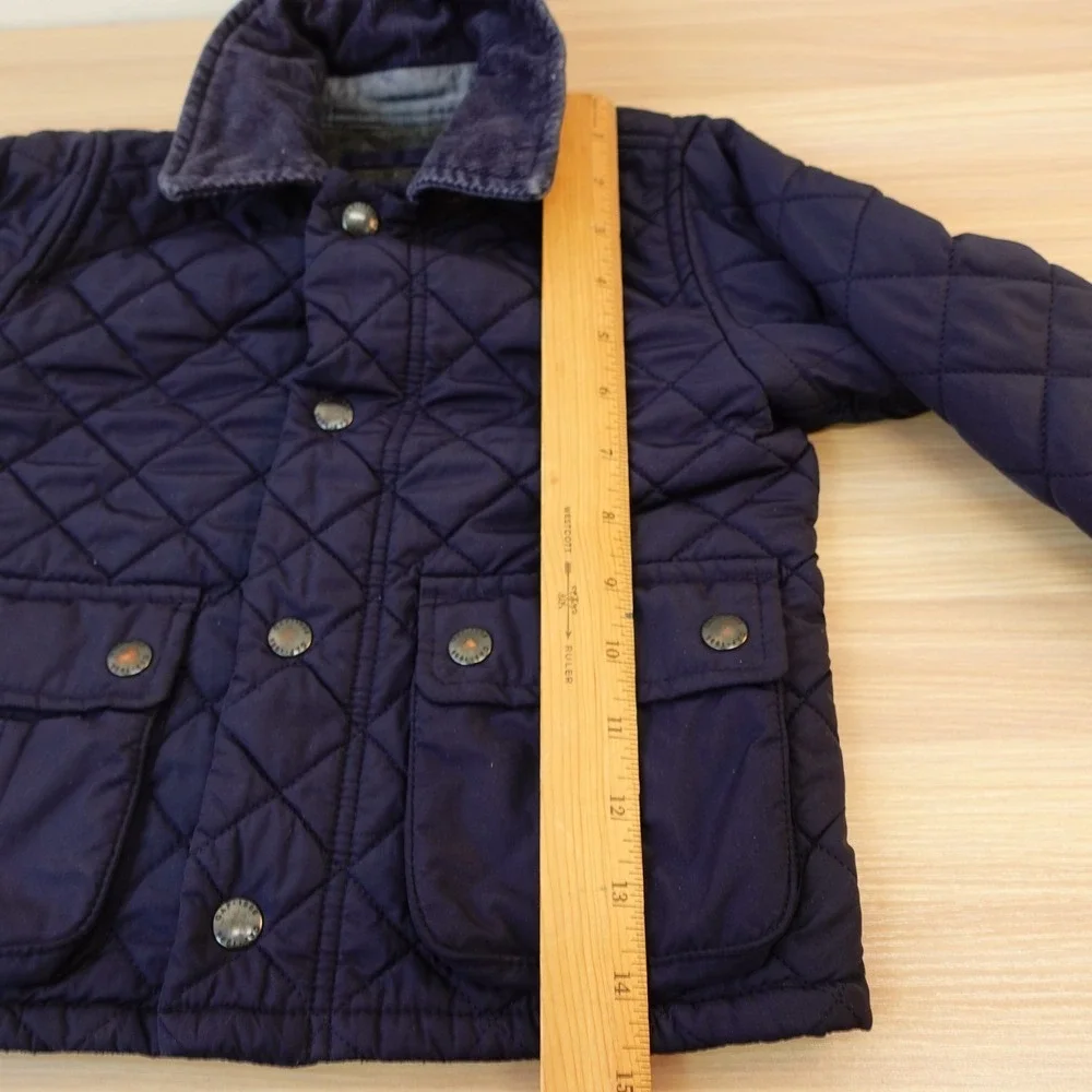 Quilted Barn Jacket Boys 18 24M Navy Blue BABY GAP Corduroy Collar‎ Snap Fleece